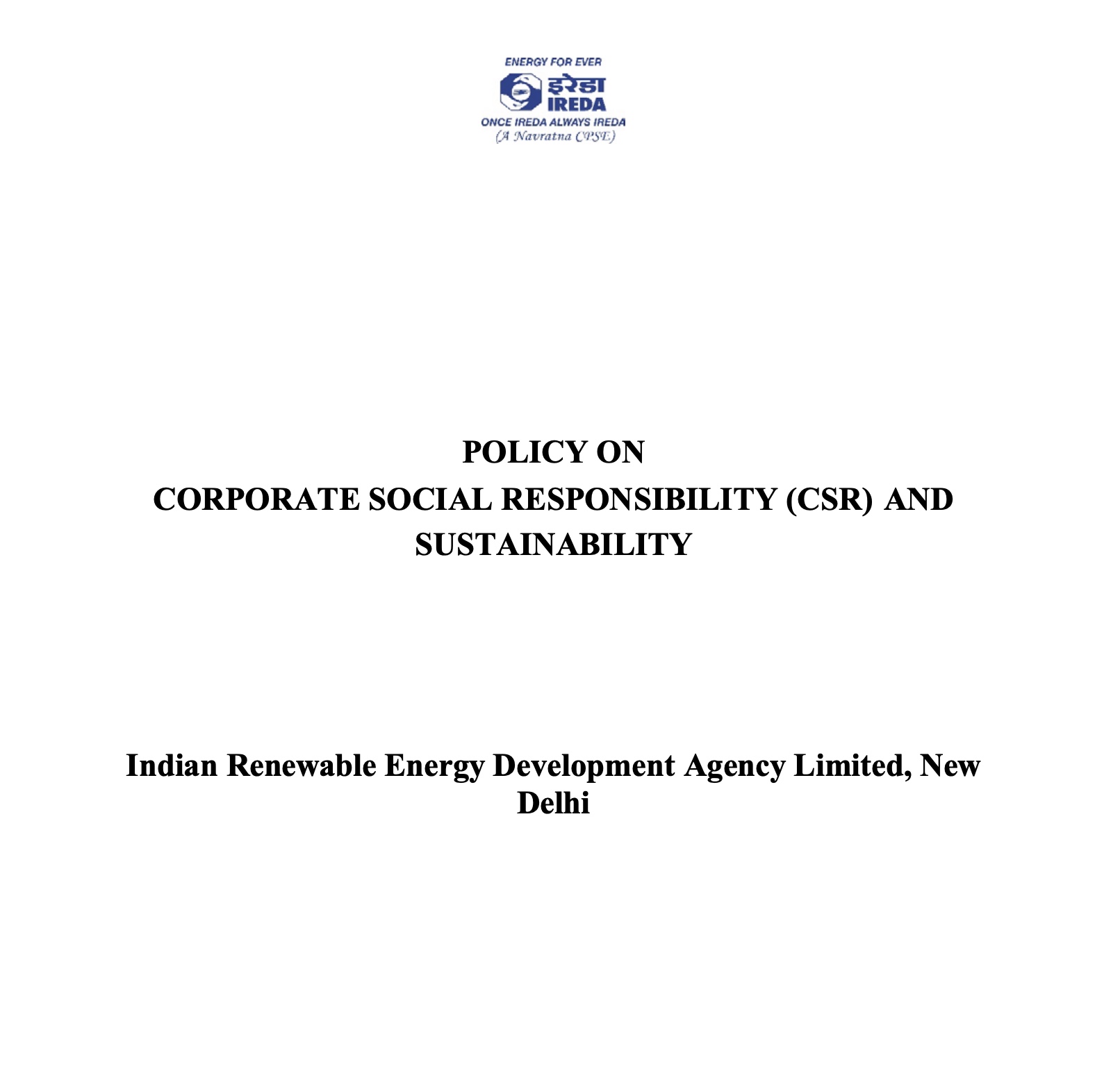 IREDA CSR Policy Document