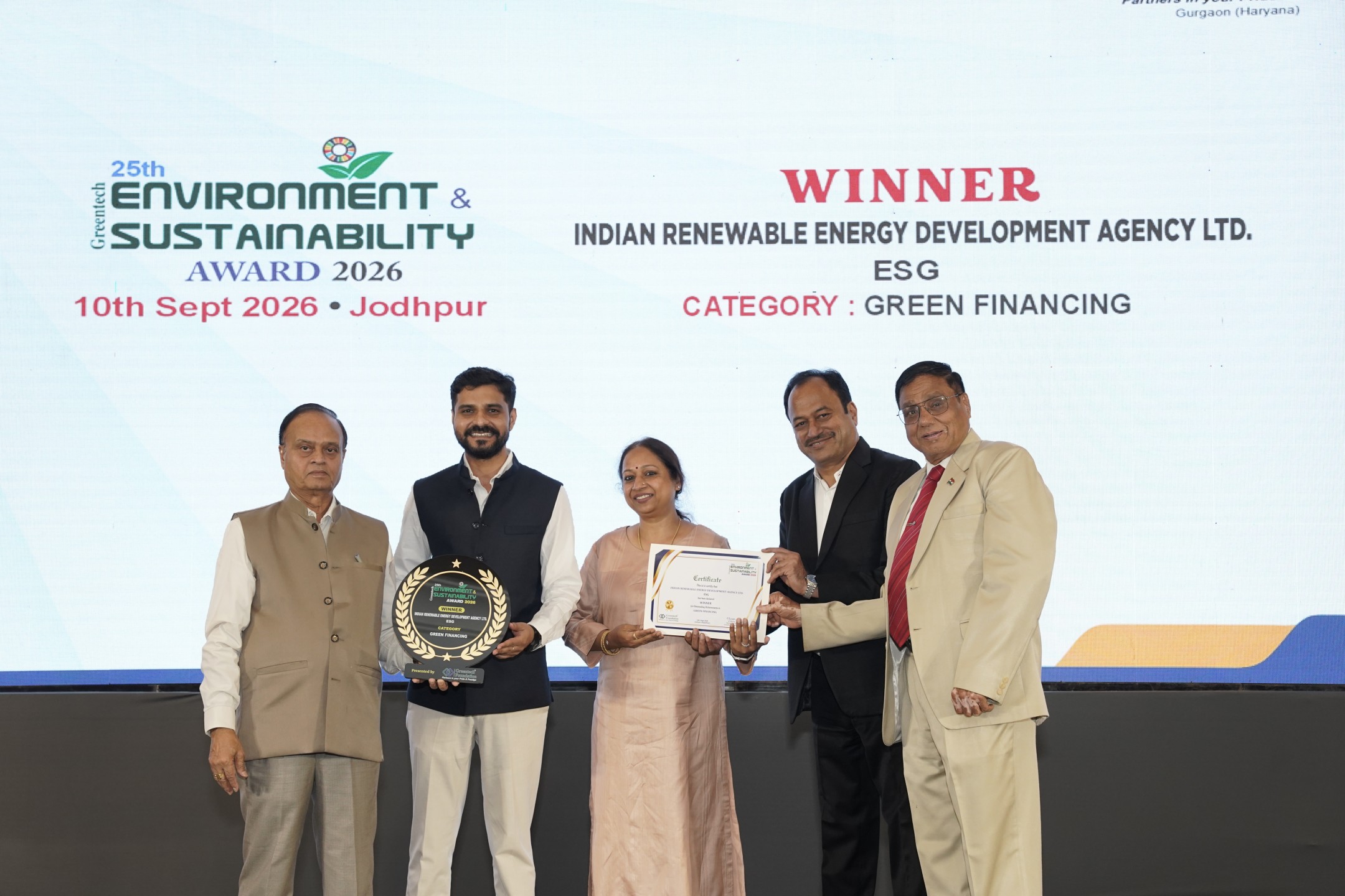 IREDA Wins Greentech Environment & Sustainability Award 2026 in Green Financing Category